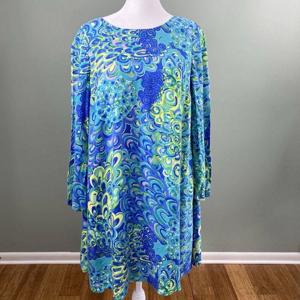 Lilly Pulitzer Dress Womens XS Blue Lagoon Colette Swing Oversized Resort